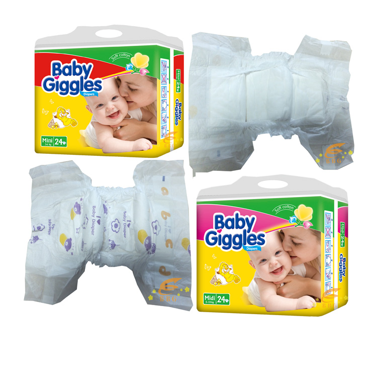 China pampering AA grade stock lot free sample soft  extra lovely disposable baby diaper in bales